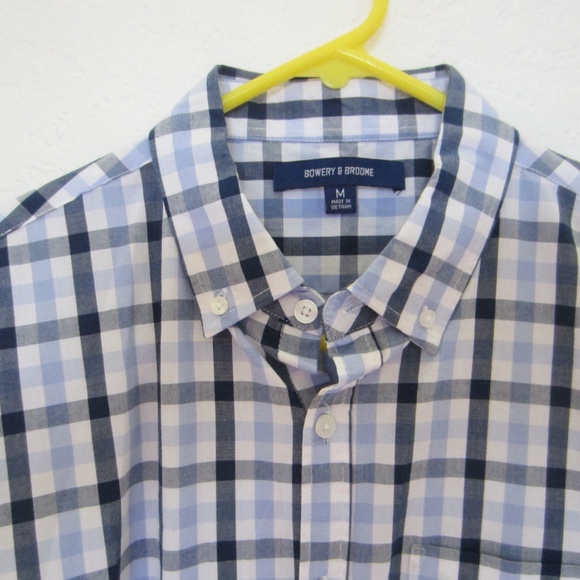 Bowery & Broome Long Sleeve Men’s Dress Shirt Medium Blue Check Button Down - Picture 3 of 5